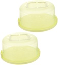 Portable Cake Box Container Handle 2pcs Pp Material Cake Storage Box Round Cake Carrier Sealing Buckle Easy to Carry Green