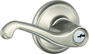 SCHLAGE F51A FLA 619 Flair Lever Keyed Entry Lock, Satin Nickel