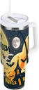 30 oz Tumbler With Handle and Straw Lid, Stainless Steel Vacuum Insulated Tumbler for Water, Iced Tea or Coffee, Easy to Clean (Halloween Theme)