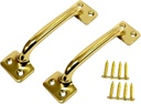 QCAA Soild Brass, 4-7/8",Heavier Sash Lift Pull, Traditional Type, Polish Brass, 2 Pack, Made in Taiwan