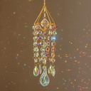 HDCRYSTALGIFTS Crystal Suncatchers for Window Hanging Wind Chime Style Garden Sun Catchers with Crystals Rainbow Maker Indoor Outdoor Decor Handmade Gold Plated