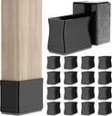 1" x 1 1/2" Rectangle Chair Leg Floor Protectors for Hardwood Floors Silicone Covers to Protect Wood Tile Floors Felt Pads Furniture Leg Caps Reduce Noise. Easy to Move.16 PCS Black.