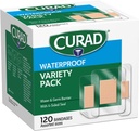 Curad Waterproof Bandage Variety Pack, 3 Styles Included; Assorted Size, 120 Bandages