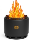 18" Smokeless Fire Pit with Removable Ash Pan, Fire Poker & Carry Bag - Portable Outdoor Fire Pit - Cast Iron - Wood Burning Lightweight Fireplace, Ideal for 4-6 People, 25 lbs