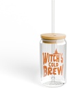 Witch's Cold Brew Sipper Glass, 16oz | Glass Drinkware, Witchy Kitchen Decor, Halloween Mug, Unique Gift for Witches