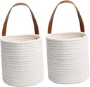 Alipis 2pcs Wall Storage Basket Wicker Cotton Rope Hanging Basket for Decor Flower Pot Holder Kitchen Organizing