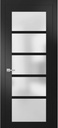 Sartodoors Quadro 4002 | 30 x 80 | Black Matte Interior Single Swing Door with Frosted Glass | Prehung Solid MDF Door in Modern French Style | Hardware Included