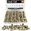 Rivet Nut Tool Kit, 830pcs SAE/Metric Rivet Nut Assortment Kit #6-32, #8-32, #10-24, 1/4-20, 5/16-18, 3/8-16, 1/2-13, w Galvanized Carbon Steel Flat Head Threaded Insert Nuts (SAE - 830pcs)
