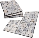 DIY Deck Tiles Natural Patio Marble Floors, Outdoor Garden Terraces Balcony Floors, Decking Easy to Install, Efficient Drainage (White)