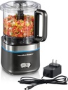 Hamilton Beach Powerful Cordless Mini Food Processor and Vegetable Chopper, 4 Cup Capacity, Fast Recharging, Includes Power Adapter, Chop, Puree, Emulsify, Grind, Dishwasher Safe Bowl, Black (72880)