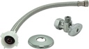 Toilet Connector Water Line Kit with 12" Length Long 3/8" COMP x 7/8" BC Toilet Connector Hose, 1/2 inch NOM Inlet x 3/8 inch OD Compression Outlet Angle Shut Off and Escutcheon Plate