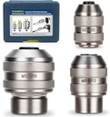 3 Piece Tap Socket Set for Ratchet Wrench - 1/4" 3/8" 1/2" Drive, Fits Taps, Reamers, Extractors with Square Shank (M3-M19)​,Cr-Mo Steel