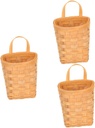PRETYZOOM 3pcs Boho Kitchen Cabinet Organizer Wall-mounted Woven Storage Baskets Hanging Pockets for Keys Toys Kitchenware