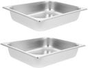 Cabilock 2 Pcs Stainless Steel Half Size Catering Dish Pan Anti-Jam Food Storage Tray Rectangular Steamer Table Pan for Restaurant Buffet and Event Catering Supplies