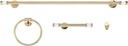 Globe Electric 63000097 4-Piece Bathroom Hardware Accessory Kit, Matte Brass, Clear Acrylic Accents, Robe Hook, Toilet Paper Holder, 24" Bar, Towel Ring, Powder Room Accessory, Home Décor