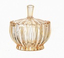 17oz Crystal Glass Candy Jar with Lid, Decorative Candy Bowl, Fruit Cookie Jewelry Box Buffet Jar Food Containers for Home Kitchen Office Table Decorative,Amber