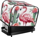 Cactus Flamingo Rose Flowers Toaster Cover 2 Slice, Two Slice Bread Machine Covers Quilted Toaster Dust Cover Universal Size Kitchen Small Appliance Cover With Top Handle