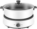 1300W Electric Hot Pot Korean Grill Separate Design Multi-Functional Electric Cooker and Steamer for 2-5 People (Size : White)