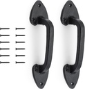 WellMade Barn Door Handles, 7.5 in Gate Handle, Rustic Metal Door Pull Handle Hardware for Wooden Garden Gate Shed Cabinet（Black, 2 Pack