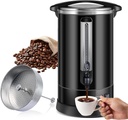 Double Wall Coffee Urn 100Cups Large Coffee Dispenser 14.2L Full Stainless Steel Commercial Coffee Maker Quick Brew Electric Beverage Dispenser Hot Water Urn (Black, 100 Cups)