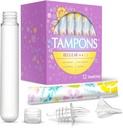 GoPong Tampon Flasks 12 Pack (18 oz Total) - Hidden Alcohol Travel Flasks for Women - Secret Liquor Containers for Nightclubs, Festivals, Cruises, and Sports Events – Includes Funnel & Spout