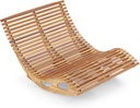 Tangkula Outdoor Double Chaise Lounge Chair, Acacia Wood Rocking Sunbed with Slatted Backrest and Seat, Wooden Loveseat Rocker for Patio, Garden and Poolside