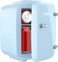 Mini Fridge, 4 Liter/ 6 Cans Small Refrigerator for Bedroom, 110V AC/ 12V DC Thermoelectric Cooler and Warmer for Drink Office Dorm Car, Blue