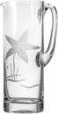 Rolf Glass Starfish Martini Pitcher 35 Ounce | Clear Glass Pitcher | Lead-Free Glass | Easy Pour Spout and Handle | Engraved Coastal Glassware