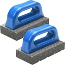 Wenqik 2 Pcs Rub Brick with Handle Concrete 20 Grit Masonry Tools Smoothing Cleaning Removing Marks Tool(Blue)