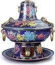 Chinese-Style Copper-Hot Pot, Thickened Brass-Electric Charcoal-Dual-Purpose-Mongolian Hutton Hotton Hott Pot, Multi-Peed Temperature Control, Suitable For Family Evenings, For Family/Friends, Partie