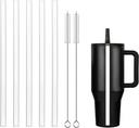 Replacement Straws for Hydrojug traveler 40 oz, Reusable Plastic Straws Compatible with Hydrojug Cup, Clear Transparent Straight Drinking Straws, Set of 5 Reusable Straws with 2 Cleaning Brushes