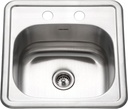 Houzer Hospitality Stainless Steel Bar & Prep Sink: 15 Inch Drop-In Topmount 2-Hole Sink for Bar & Kitchen, Durable & Versatile, Essential for Home & Apartment: 1515-6BS-1