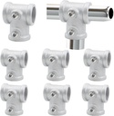 8 PCS 1/2'' 3-Way Pipe Fitting Connector, Aluminum Alloy T-Shape DN15 Tube Industrial Connector Accessory for DIY Building Chairs, Shelving, Vintage Pipe Furniture