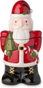 Nutcracker Parade Santa Cookie Jar – Hand-Painted 3D Ceramic Christmas Jar for Cookies, Treats & Holiday Décor – Festive Storage Featuring Santa Claus with Tree and Candy Cane