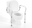 Toilet Safety Rail for Seniors with 2 Reinforced Nuts, Height & Width Adjustable Toilet Safety Frame, Bathroom Assist Rail with Armrests, Bathroom Safety, 250 lb. Weight Capacity(White)