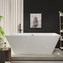 66" Acrylic Freestanding Soaking Tub, Contemporary Design Bathtub, Chrome Overflow & Drain, Easy Installation for Modern Bathroom, White
