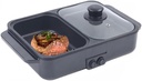 Hot Pot Electric with Grill, 2 in 1 Indoor Non-Stick Electric Pot and Griddle for Korean BBQ, Steaks, Shabu Shabu and Noodles, Independent Dual Temperature Control, Fast Heating, Black