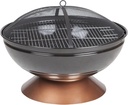 Fire Sense 62242 Fire Pit Degano Round Wood Burning Lightweight Portable Outdoor Firepit Backyard Fireplace Also Included Wood & Cooking Grate - Black Copper - 26"