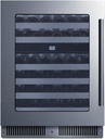 Summit 24” Wine Cellar, Built in Wine Refrigerator, 48 Bottle Capacity, Single Zone Wine Cellar, Stainless Steel & Glass- CL244WC2CSSLHD (Left Handed Door Swing)