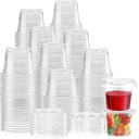 TashiBox 400 Sets - 1 oz Portion Cups with Lids, Disposable Plastic Cups for Sauce,Portion Control, Salad Dressing, & Medicine, Small Plastic Condiment Container