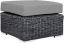 Modway Summon Wicker Rattan Outdoor Patio Sunbrella Square Ottoman in Canvas Gray