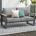 RoyalCraft Aluminum Outdoor Loveseat, All-Weather Metal Patio Furniture Sofa, Patio Sofa Chair for Porch Backyard Garden, Grey