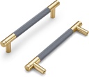 10 Pack Cabinet Handles Gold and Grey 5 Inch Drawer Pulls Round Brass Cabinet Pulls with Knurled Pattern Kitchen Cabinet Hardware