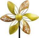 Wind Spinners Outdoor Metal, 10.63" W*37" H Pinwheels for Yard and Garden Decor, Kinetic Wind Sculpture Spinner (Gold Ornate Laser-Cut Floral)