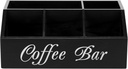 Coffee Station Organizer 5 Compartments Coffee Bar Accessories Organizer Wood Coffee Bar Organizer Vintage Coffee Storage Station Coffee Pods Holder for Coffee Bar Décor (Black)
