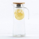 40 Oz Acrylic Water Pitcher with Lid, Plastic Transparent Iced Tea Water Jug Drink Pitcher Beverage Carafe Pitchers for Juice Tea Coffee Milk(Bamboo Lid)