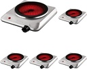 OVENTE Countertop Infrared Single Burner, 1000W Electric Hot Plate w/ 7.5” Ceramic Glass Cooktop, 6 Level Temperature Setting & Easy to Clean Base, Compact Stove for Home Dorm Office, Silver BGI201S
