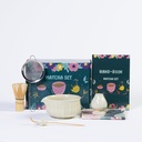 Matcha Whisk Set - 7pcs Japanese Tea Ceremony Kit with Spouted Bowl & Bamboo Whisk, Matcha Starter Kit for Beginners - Authentic Green Tea Accessories, Gift Set for Lovers-Pale Yellow