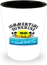 mmandiDESIGNS Summer Shot Glass Summertime Sunshine & Sweet Iced Tea 1.5oz Ceramic Bar Drink Jigger