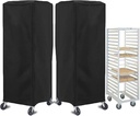 2 Pack Bun Pan Rack Cover, 23x28x64in Black, 210D Light Duty Waterproof and Dustproof Bread Rack Cover, Bakery Single Rack Cover.